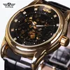 2022 New Top Luxury WINNER Orologio da uomo di marca Orologio automatico da scheletro a carica automatica Orologio da polso da uomo d'affari con quadrante in oro nero322A