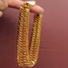 Mens tunga gula guld kubansk länkkedja armband 230mm riktiga människor modell 100% riktiga guld inte solida inte pengar 1978