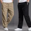 Erkekler Pantolon Mens Rahat kargo pamuklu pantolon erkek cep gevşek düz pantolon elastik iş pantolonları marka joggers erkek süper büyük boy 6xl 230927