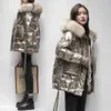 Women's Down Parkas Hstar Winter 90% White Duck Down Jacket Hooded Natural Fur Collar Shiny Women's Down Jacket Warm Female Short Parka 230927