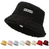 Wide Brim Hats Bucket Lamb Wool Hat for Women Solid Color Harajuku Teddy Fishing Fisherman Autumn Winter Bob Outdoor Warm Panama Cap 230927