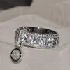 Anéis de casamento vintage rosa ouro cheio anel para mulheres moda jóias luxo branco zircão noivado meninas atacado