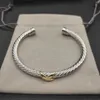 DY Kabel Twisted Sier Armbanden Designer Sieraden Vrouwen Man Gouden Parel Hoofd Diamant Steen Manchet Bangle Armband Mode-sieraden