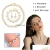 Ensembles de bijoux Mode Imitation Perle Collier Boucle D'oreille De Mariée Pour Les Femmes Élégant Cadeau De Fête 221109 Livraison Directe Dhyxd