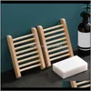 GARDEN5 10st Natural Wood Soap Dish Badrum Aessory Home Storage Organizer Bath Dowch Plate Hållbar bärbar bricka Holder DI289V