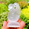 Estatuetas decorativas 7cm natural selenita cisne escultura mini estátua animal cura sorte energia pedra preciosa decoração para casa artesanato de cristal presente