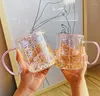 Verres à vin champignons jardin fille coeur Kawaii bulle étoile ciel tasse paillettes Double paroi verre café lait résistant à la chaleur