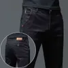 Jean en coton pour hommes, couleur unie, noir, gris foncé, pantalon classique, Slim, extensible, décontracté, mode coréenne, pantalon en Denim pour jeunes hommes