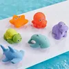 Baby Bath Toys Baby Bath Rubber Toys Spray Water Net Fishing Set Children Animal Kneading Vocal Floating Toys Baby Net Fish Games Badrum Toy 230928