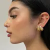Ny designer Gold Color Chunky Dome Teardrop Peas Shape Stud Earrings Mini Glossy High Polished Fashion Hip Hop Women Lady Festival Gift Jewelry