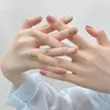 Falsas unhas estilo coreano fresco e colorido prego curto redondo ballet estudante remendo removível removedor