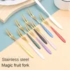 Forks Gold Fruit Sher 304 Stainless Steel Stick Two Toothed Fork Tableware Childrens Small