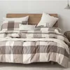 Conjuntos de ropa de cama Juego de funda nórdica a cuadros gris para niño Edredón suave 1 2 fundas de almohada