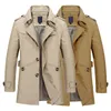 Herrgravrockar Män Autumn Winter Coat Single-Breasted Jacket Stylish Lapel Långärmning Single Breasted Mid Length