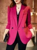 Misto lana da donna Arrivo Autunno Inverno Donna Blazer da donna Rosa Nero Caffè Cappotto da giacca casual solido a maniche lunghe femminile 230927