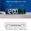 Skrivbordsklockor LED Digital Alarm Clock Temperatur Datum Display Snooze USB Desktop Strip Mirror för vardagsrumsdekoration 230921