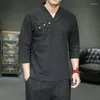 Ubranie etniczne Czarne chińskie szanghajskie orientalne styl orientacyjny dla męskich China Store Store Lose koszulę
