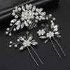 Necklace Earrings Set Hair Jewelry Headwear Imitation Pearl Side Comb Haipin For Women Long & Thick