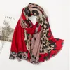 Luxury Brown Ladies Wild Leopard Scarf Female Long Scarf Shawl Thin Brown Fashionable Scarf Long Shawl GC2345