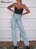 Streamgirl Damen-Jeans, Boyfriend-Jeans mit lockerer Passform, Frühling, Vintage, klassische Jeans mit geradem Bein, für Damen, Hose mit hoher Taille