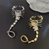 Cluster Rings Punk Luxury Scorpion Ring For Woman Retro Exaggerated Shiny Zircon Charm Adjust Girl Party Jewelry Trend Gift