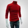 Herrtröjor Mens Turtleneck Sweaters Thin Red Wine Pullover Treater For Men Solid Office Cotton Sticking Clothing Mane Sweaters Hombre Tops 230927