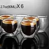 Ny värmebeständig dubbel väggglas kopp öl espresso kaffekopp set handgjorda öl mugg te glas whisky glas koppar drinkware270g