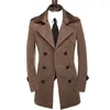 Abrigos de zanjas para hombres Abrigo Hombres Cortavientos Adolescente Chaqueta de doble botonadura Vino Rojo Manteau Homme Hombre Abrigo Primavera Coreano