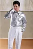 Herrklänningskjortor Silver Golden Theatrical Evening Light Plan Shirt Stage Plus Size Costumes Clothig SXXXL 230927