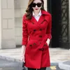 Casacos de Trench das Mulheres 2023 Primavera Outono Mulheres Sólidas Manga Longa Elegante Officeengland Estilo Senhora Casaco Turn Down Collar Roupas Overcoat