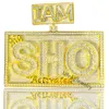 Ciondolo a forma di lettera Ice Out Collana con ciondolo placcato in oro giallo con diamanti Moissanite baguette rotonda Set hip-hop