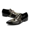 Chaussures de soirée imprimées à bout pointu pour hommes, chaussures de bal élégantes de grande taille à enfiler, en cuir véritable italien