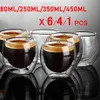 Ny värmebeständig dubbel väggglas kopp öl espresso kaffekopp set handgjorda öl mugg te glas whisky glas koppar drinkware270g