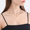 Choker Trendy Pearl Necklace Star Pendant Layering Halsband smycken