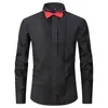 Camisas de vestido masculinas homens casamento smoking manga longa abotoaduras francesas Swallowtail dobra botão escuro design camisa cavalheiro branco vermelho preto 230927