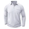 Camisas masculinas de festa de negócios camisa de manga longa elegante lapela cor sólida fino ajuste pulôver macio respirável casual camiseta