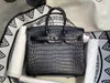 Designer Crocodile Leather Handbag Handmade 7A Cowhide Matte Nile Belly bk25CM Hand Sewn Womens Black8hkh