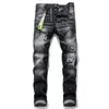 Calças de brim dos homens preto estilo dsq calças desgastadas cintura média algodão denim ligeiramente elástico jovem casual jeans comuns 230928