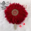 Outils d'autres outils à main 1pcs Oneside African Turkey Feather Hand Fan for Bridal Wedding Handmade Nigérian Handfan Eventaille Mariage Han