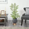 Dekorativa blommor ruffle Fern Artificial Tree in Grey Planter med stativ