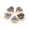 Pendanthalsband Natural Stone Crystal Heart-Shaped Hollow för smycken Making DIY Halsbandörhängen