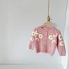 Autumn Baby Hand-embroidered Cardigan Sweater Long-sleeved Baby Cardigan Marguerite Flower Top