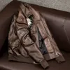 Giacca da uomo in pelle finta pelle Air Force Flight A2 Pilota in pelle di mucca indiana Giacca marrone 100% pelle bovina Giacca da uomo Bomber Abbigliamento maschile 230927