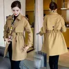 Trenchs de femmes 2023 printemps automne manteau femme coréen double boutonnage mi-long femmes pardessus coupe-vent femme H16