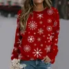 Women's Hoodies Sweatshirts Christmas Elements Tracksuits Snow Deer 3D Print Women O Neck Sweatshirt's långa ärmar Topps Overized Pullover Clothing 230927