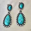 10 paires de boucles d'oreilles créatives en forme de goutte, turquoise, rétro, exagérées, personnalité de la mode européenne et américaine, accessoires pour femmes, 237U