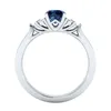 Обручальные кольца, классические круглые обручальные кольца с королевским синим камнем для женщин, металлические простые кольца с цирконом, ювелирные изделия для вечеринок, CZ