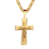 Hänghalsband Herrhalsband Big Cross Pendant Chain Mens Gold Color Rostfritt stål Kristen halsband Male Iced Out Bling Jewelry 230928