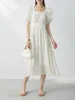 Повседневные платья Платье из лиоцелла с пышными рукавами и квадратным воротником на лето