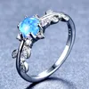 5 pièces / lot cadeau mère complet bleu opale de feu gemmes en argent sterling 925 pour les femmes bague de mariage russe américain bijoux cadeau 202r